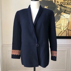 Oscar de la Renta Crewel Embroidered Cuff Jacket Vintage size 8